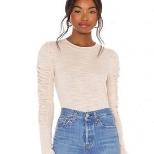 NWT Free People x Revolve Natasha Ruched Cream shirt